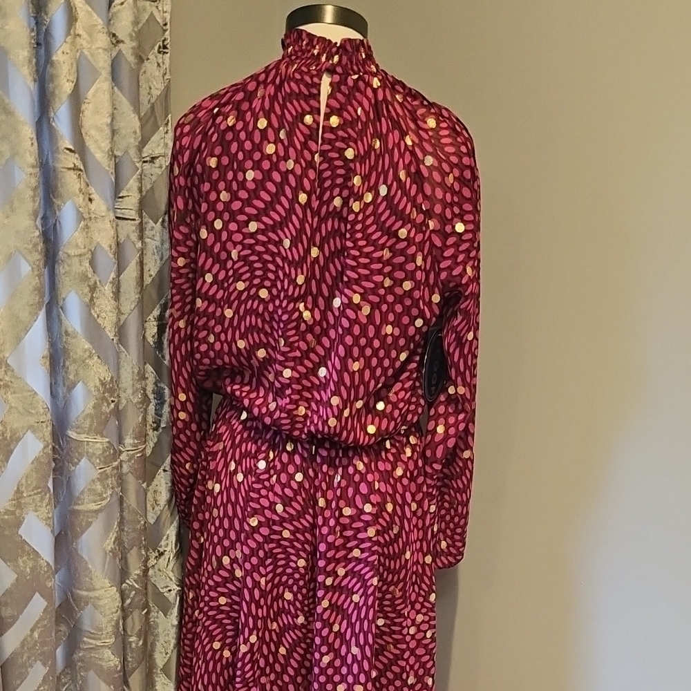 Scoop NYC Fuchsia and Gold Long Sleeve Dress - Picture 3 of 5